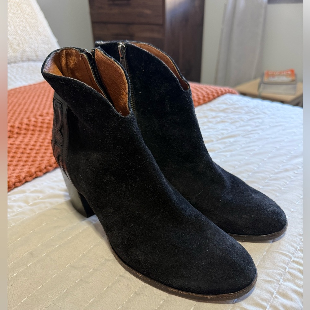 Frye Black Suede Ankle Booties